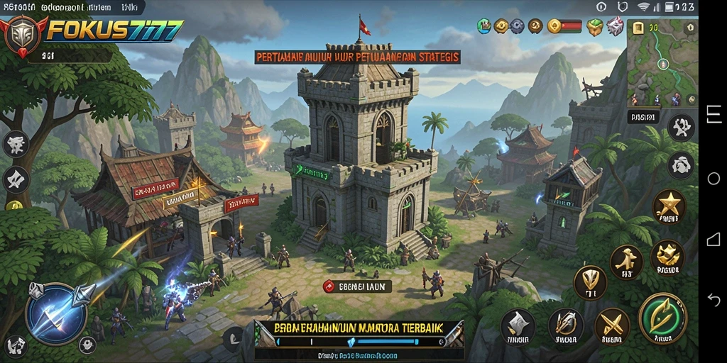 Gameplay seru FOKUS777 yang menampilkan menara pertahanan yang strategis.