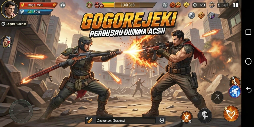 Tampilan gameplay GOGOREJEKI dalam aksi pertarungan yang mendebarkan.
