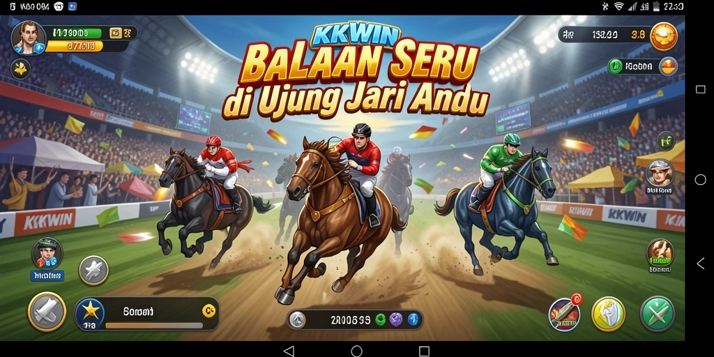 Screenshot menunjukkan aksi balapan intens dan grafis yang memukau.