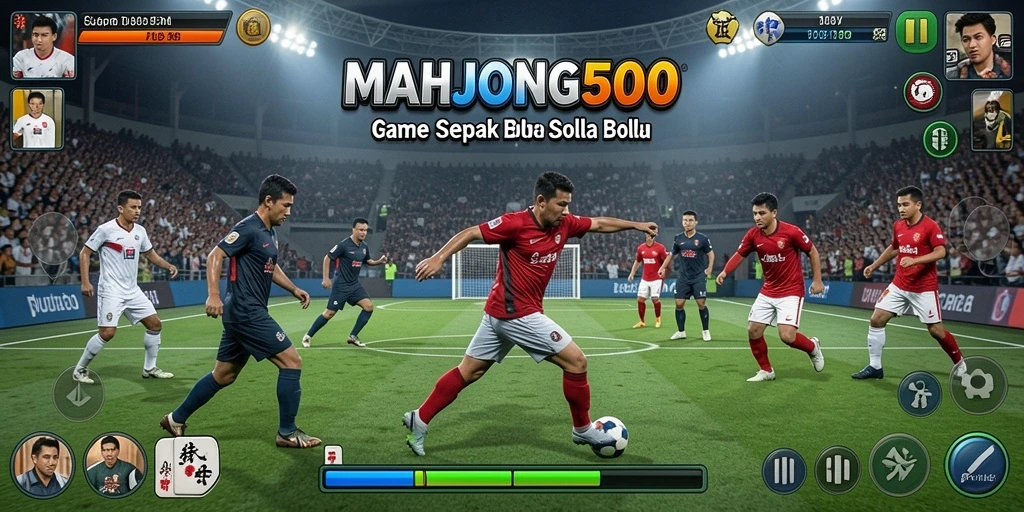 Tampilan seru gameplay sepak bola di MAHJONG500.