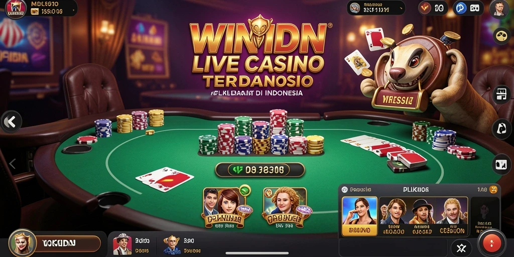Screenshot gameplay <strong>WINIDN</strong> menampilkan dealer live dan permainan yang mendebarkan.